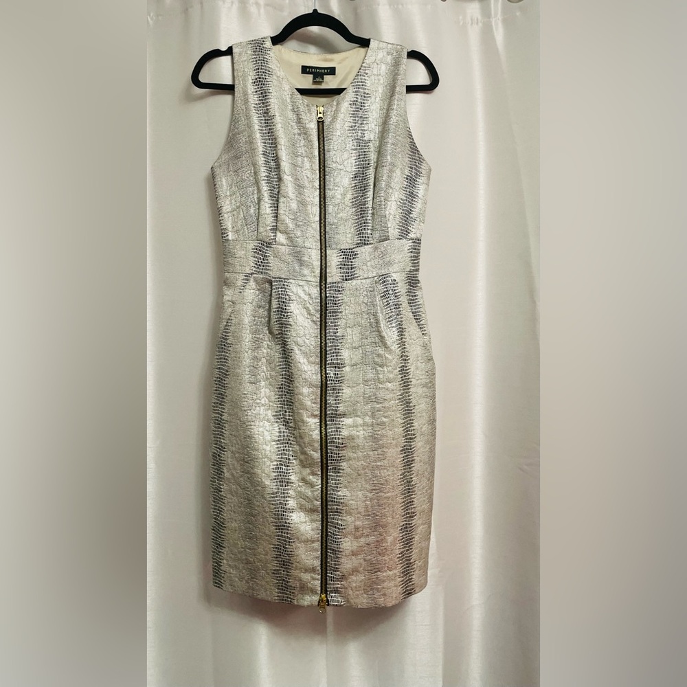 Periphery Metallic Snake Print Zip Dress